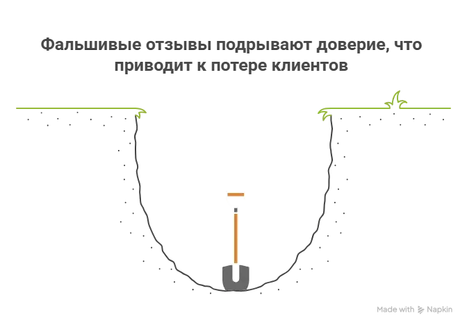 Векторная иллюстрация: как фальшивые отзывы подрывают доверие и приводят к потере клиентов