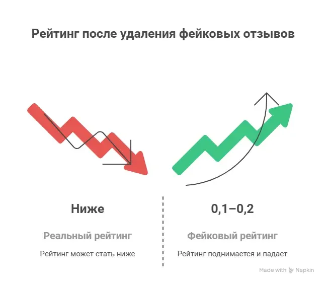 Векторная иллюстрация рейтинга после удаления фейковых отзывов