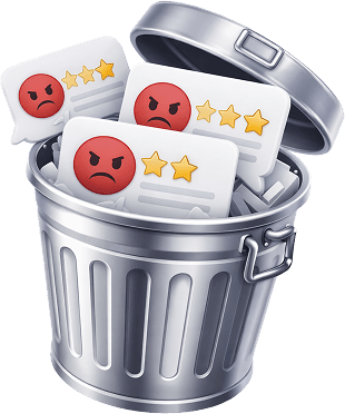 Удаляет негативные отзывы